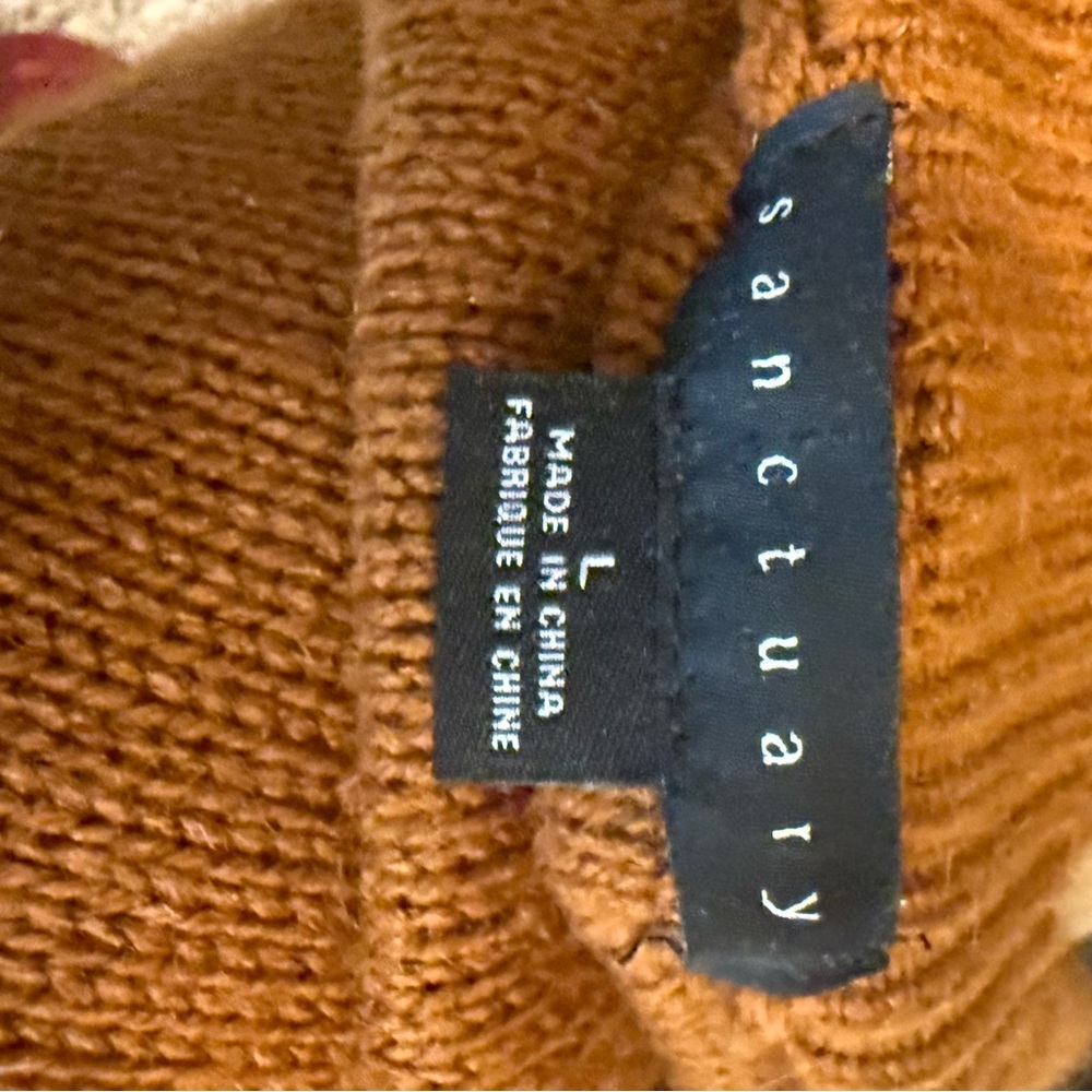 SANCTUARY Rust Long Cardigan Size Large Open Pockets - Picture 9 of 10